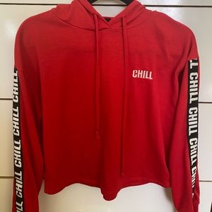 Red Cropped Hoodie